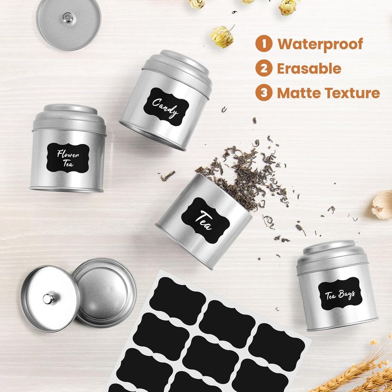 TRISCO Tea Tin with Airtight Double Lids for Loose Leaf Tea Storage, 8 Oz Kitchen Small Tin Can and Tea Canister for Tea Coffee Sugar Candy Spices (12 Pcs) - Image 4